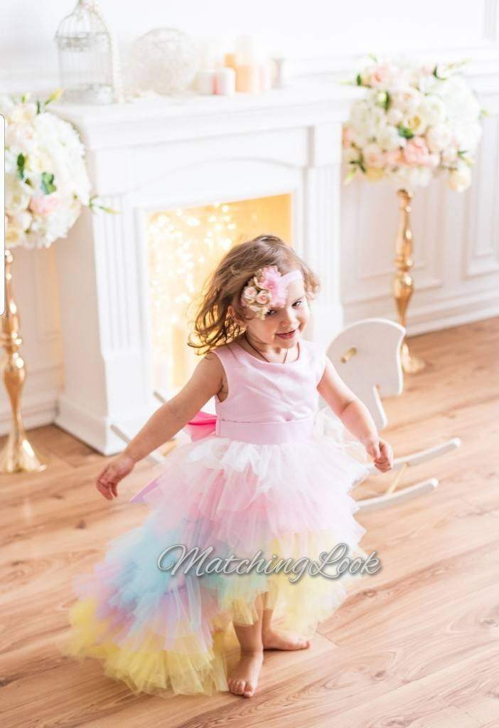 Rainbow tutu dress, Unicorn dress, baby girl rainbow dress, 1st birthd