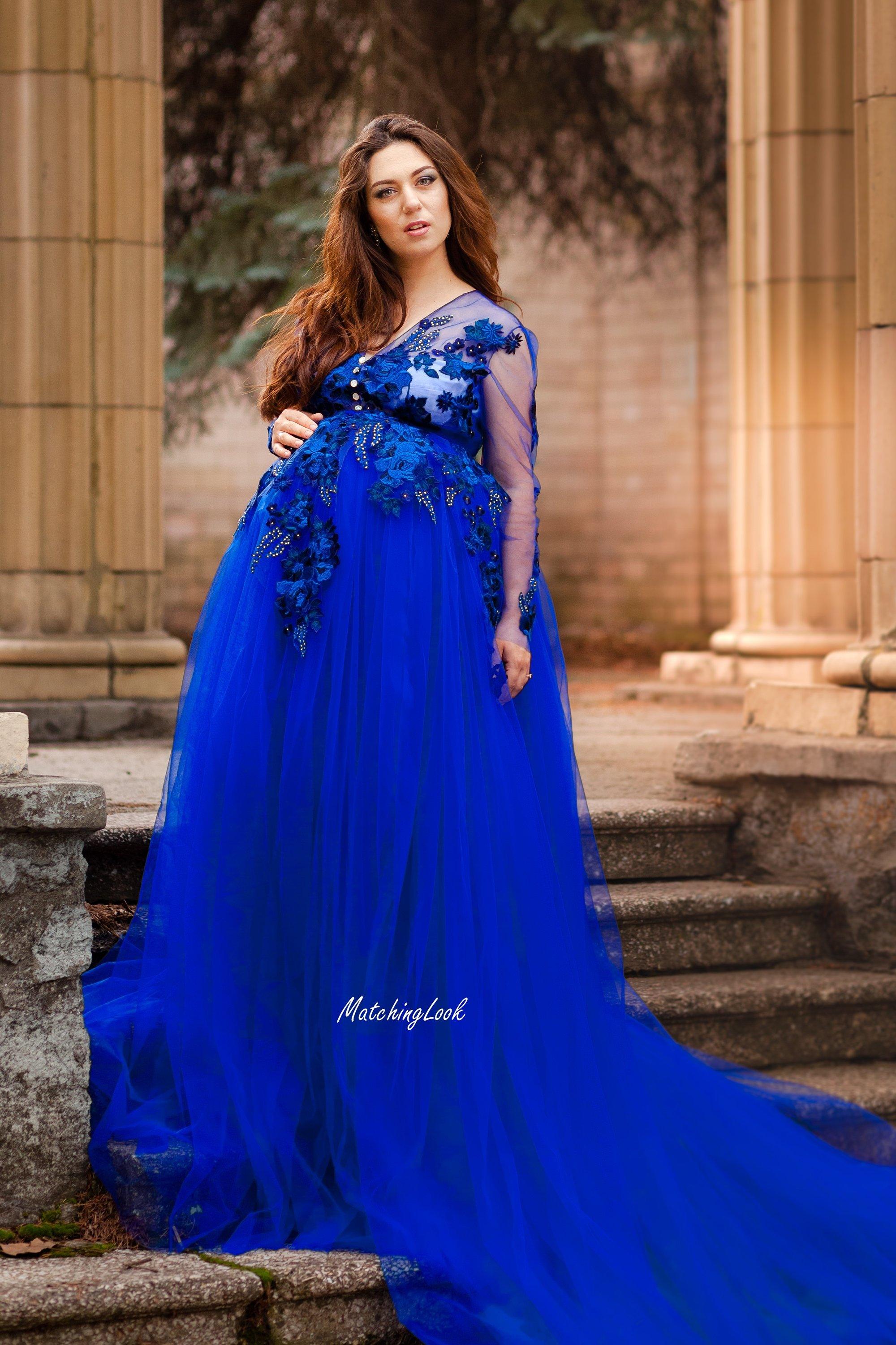 Royal Blue Maternity Photoshoot Dress ...