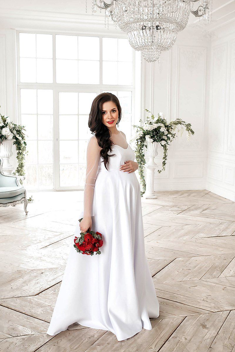 white maternity wedding dress