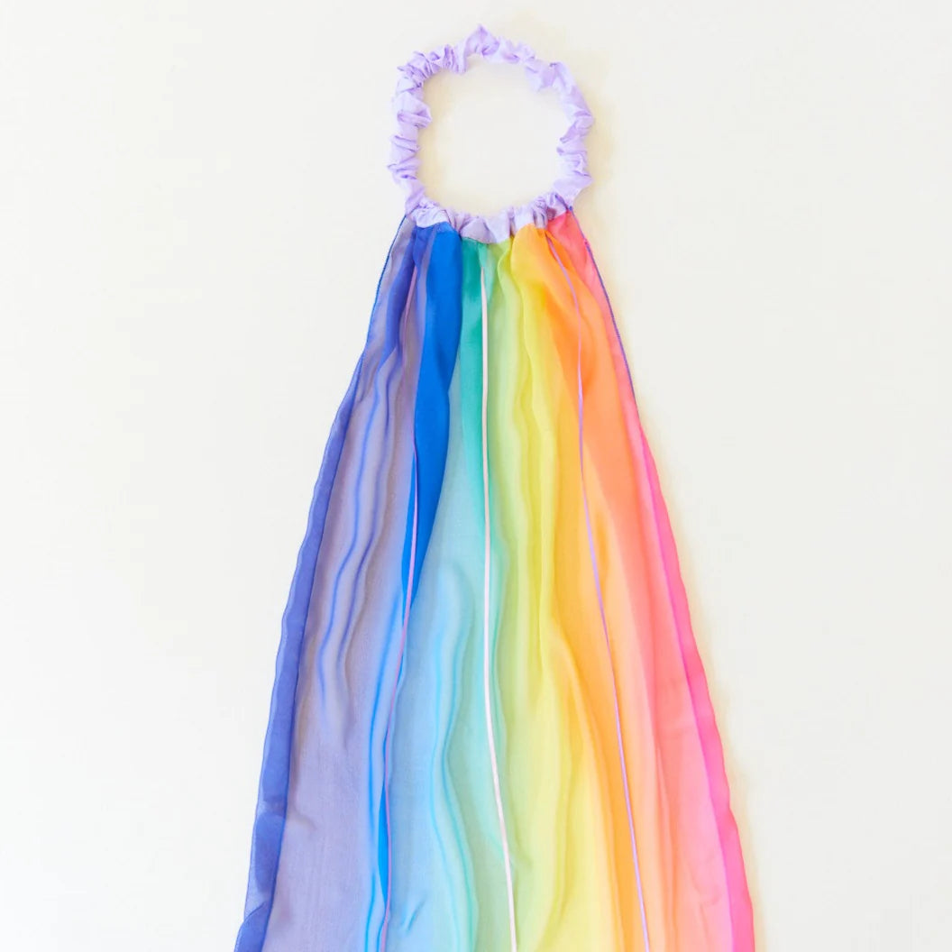 Sarah’s Silks rainbow and lavender veil