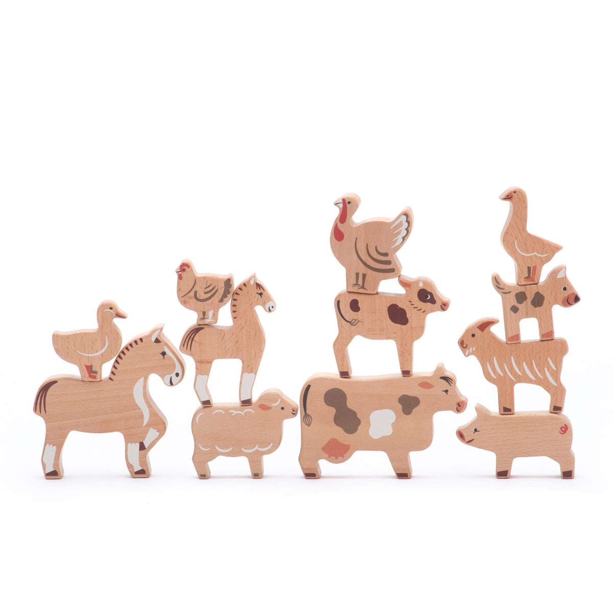 12 Pieces Wooden Farm Animals Set, Wooden Animal Figures for Toddler, Kids Wooden  Toys, Gifts for Kids 