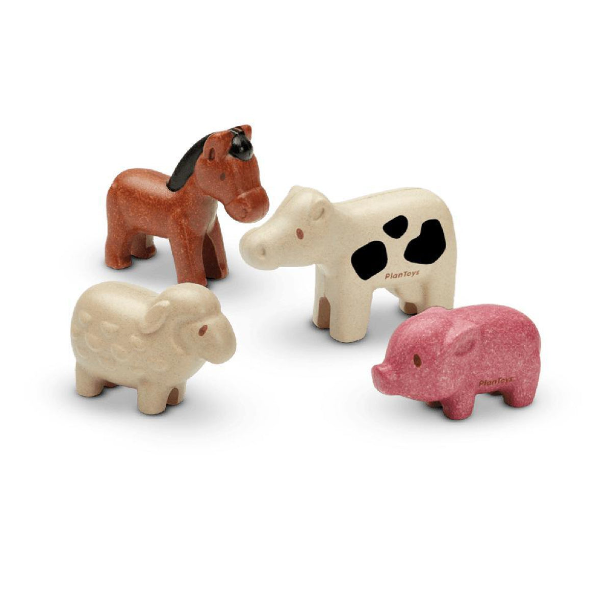 12 Pieces Wooden Animals Toys Set, Wooden Toy Farm and Animals for Toddler  