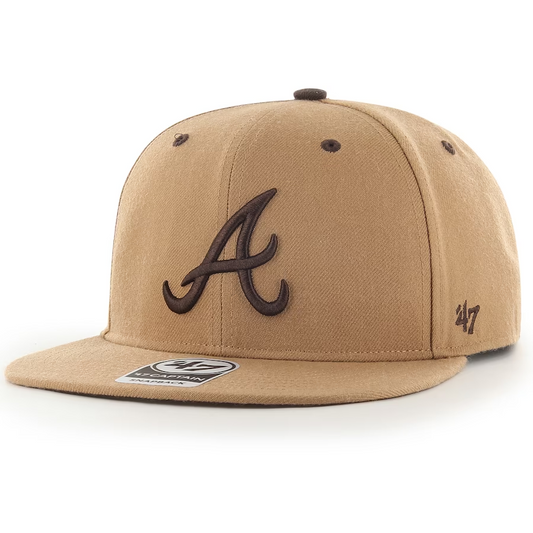 ATLANTA BRAVES 47 BRAND ADJUSTABLE TRUCKER HAT - CAMO – JR'S SPORTS