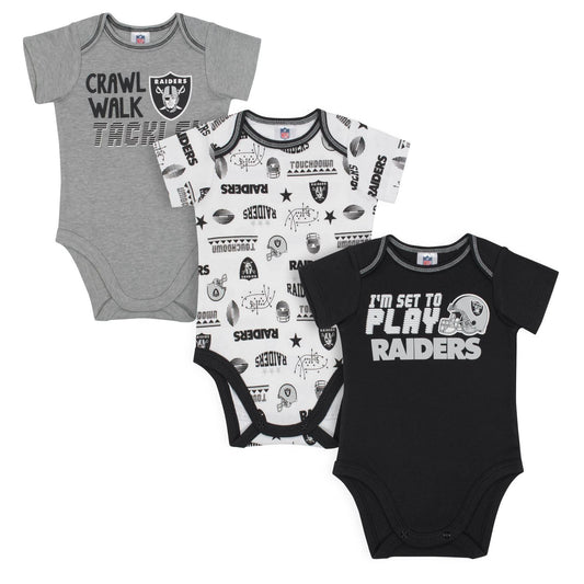 Las Vegas Raiders Girls Infant All Dolled Up Three-Piece Bodysuit, Skirt