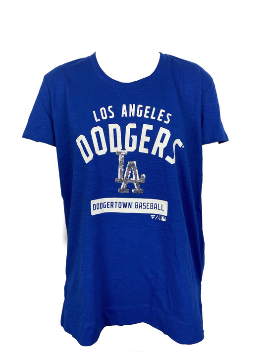 FIFTH&OCEAN Los Angeles Dodgers Women's Pinstripe T-Shirt 20 Wht / M