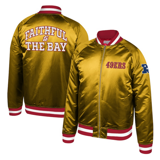 San Francisco 49ers Women's Faithful to The Bay Satin Jacket Gold / XL