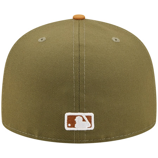 brown fitted hat with patch