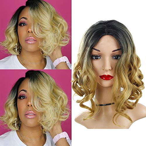 Synthetic Curly Wigs For Black Women Afro Blonde Bob Wigs With