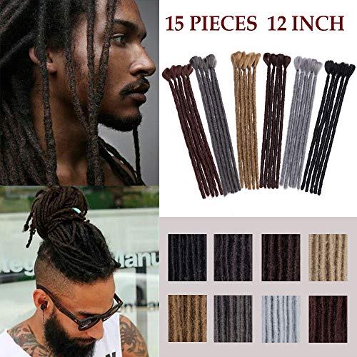 12 Soft Dreadlocks Hair Extensions For Men 15pcs Pack Male Faux Locs Crochet Twist Braiding Hairpiece For Hippie Style Cool Reggae Hair Ponytail