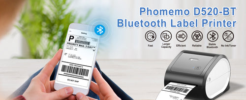 D520-BT Bluetooth Thermal Shipping Label Printer 4X6 - Imprimante  d'étiquettes thermiques rose sans fil pour Shipp