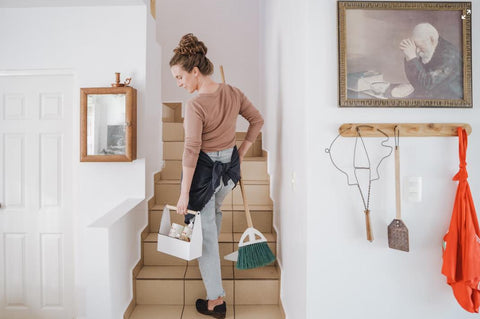 a woman doing cleaning