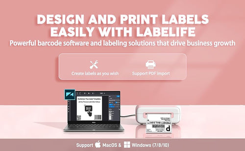 Phomemo PM-246S, B246D shipping label printer support design and print lables easily with Labelife software, powerful barcode sofeware and labeling solutions that drive business growth. Support MacOS and Windows.