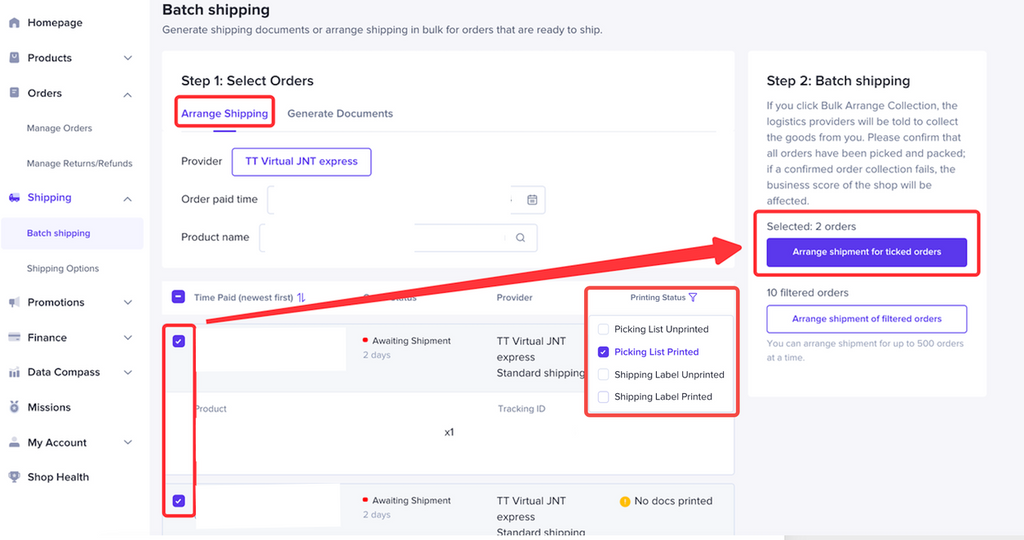 Arrrange Shippment for Ticked Orders on tiktok shop