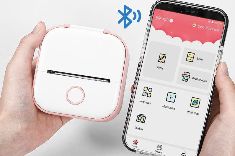 Connect the inkless printer with the phone via bluetooth