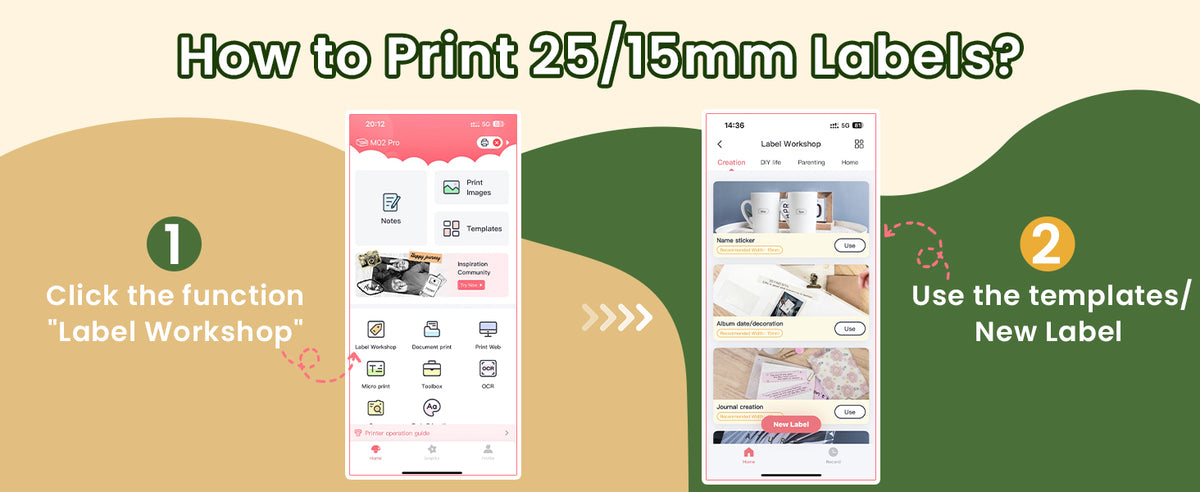 how to print 15/25mm labels with Phomemo M02 PRO Bluetooth Mini Printer