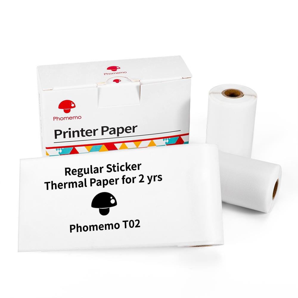 Phomemo White Sticker 10-Year Long-Lasting Thermal Paper for T02 & M02X丨3 Rolls