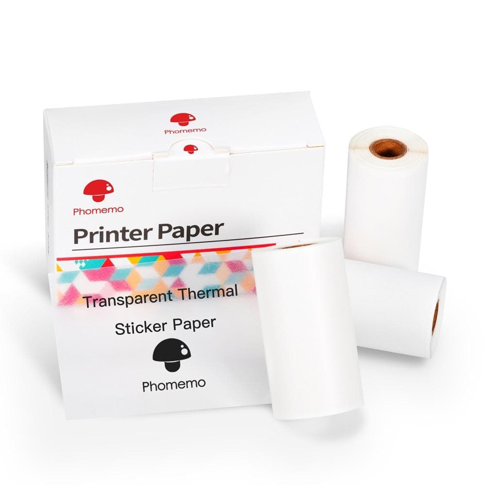 3Rolls Phomemo White Thermal Paper Non-Stick 53mmx6.5m Thermal Paper for  M02/M02 Pro/M02S/M03/M03AS/M04S Thermal Printer