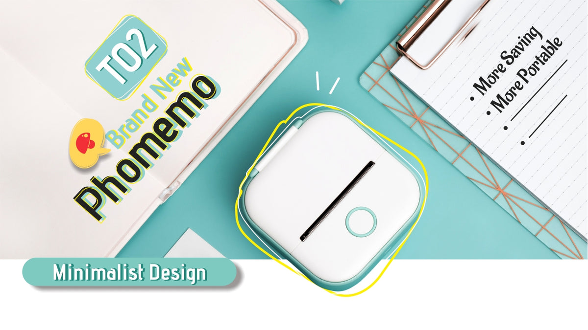 Phomemo T02 Mini Imprimante De Poche Thermique Portable Sans Fil  Autocollants Auto-adhésifs Utilisés Pour Le Bricolage, Journal Autocollant  Impresora Portátil, Mode en ligne