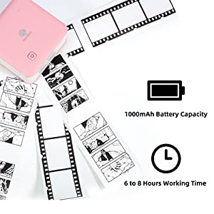 Phomemo M02 PRO has long working time, you can use it to print for 6 to 8 hours, a 1000mAh battery in it.