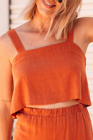 Hold On Linen Cropped Top