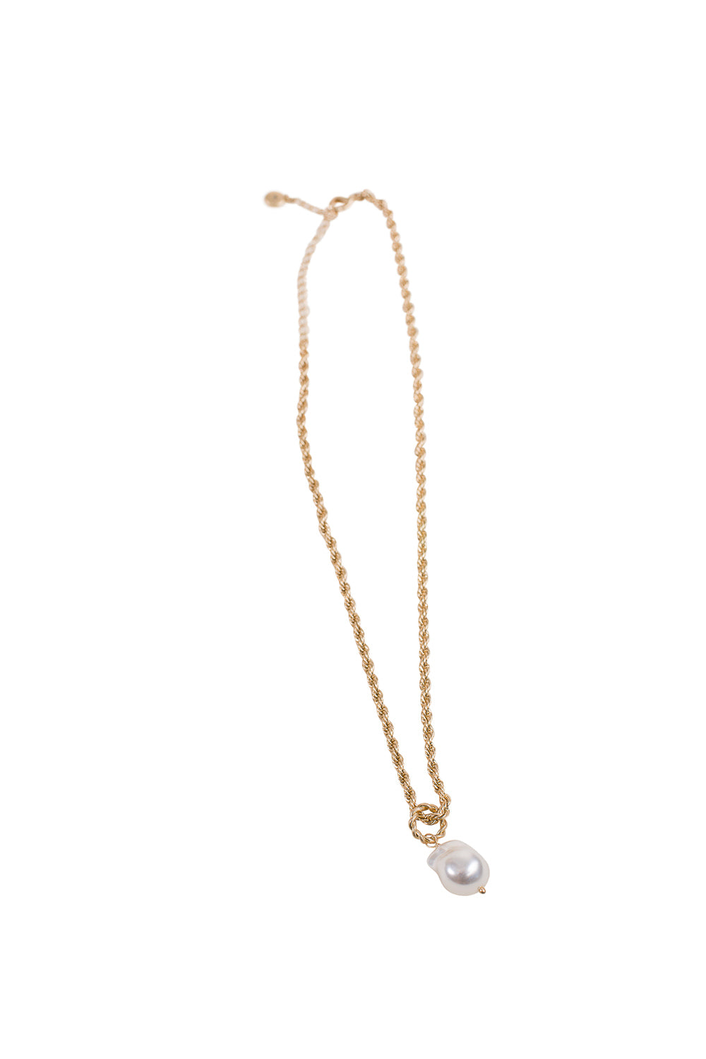 Gold Rope Necklace W/ Pearl
