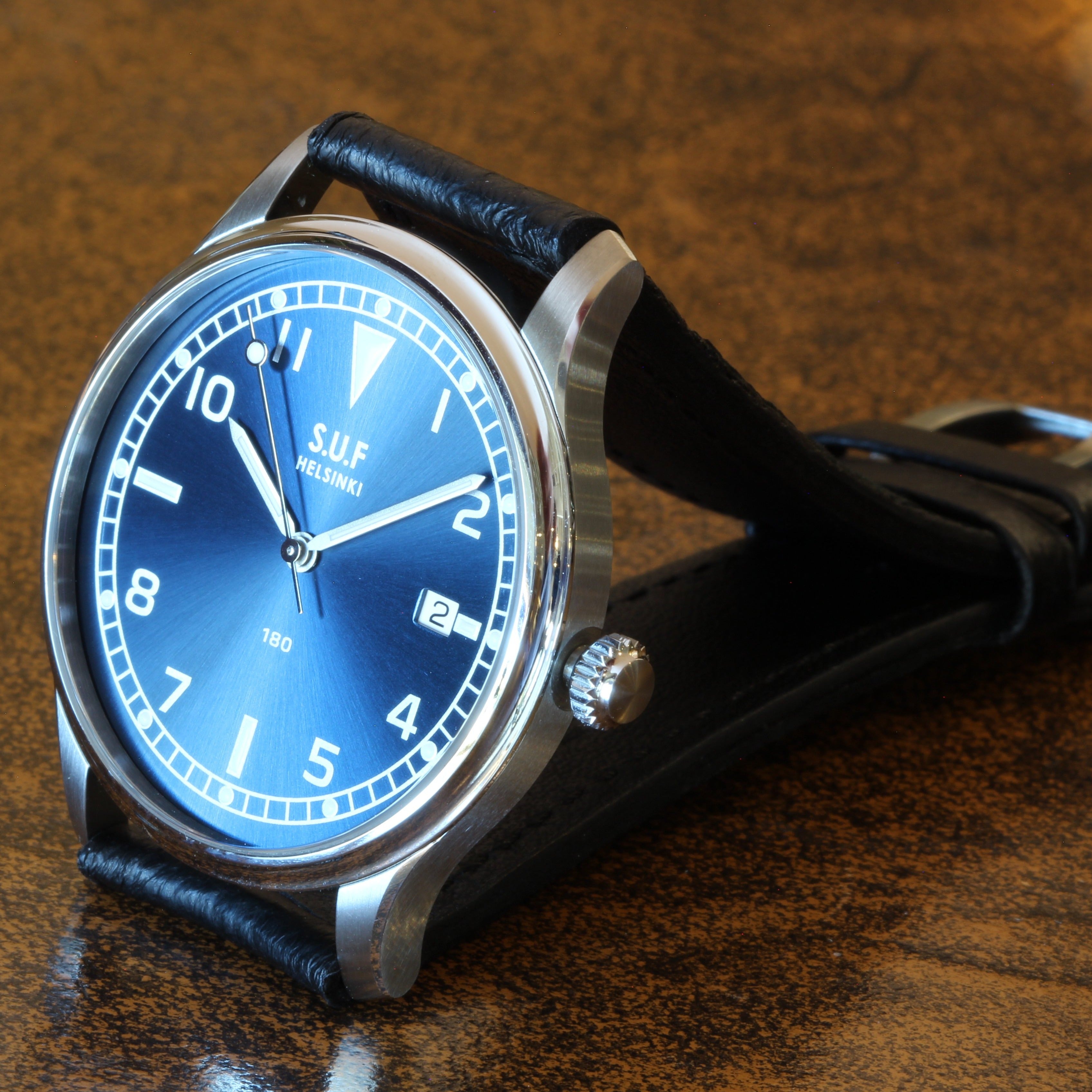 SUF Helsinki "180" S  Blue dial Ltd Edition Field watch on strap
