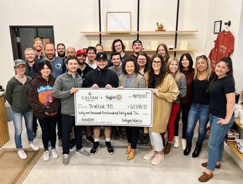The Calyan team donating over 60,000 dollars to Traffick911