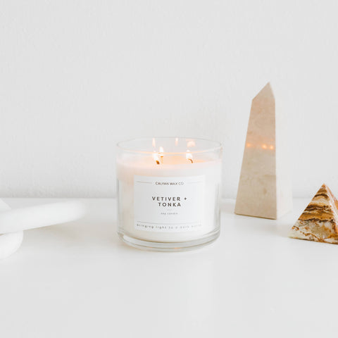 vetiver tonka soy candle by calyan wax co