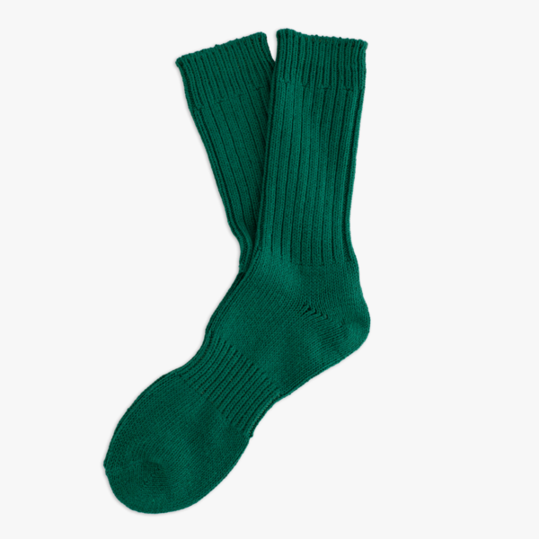 Color Block Ribbed Green Socks