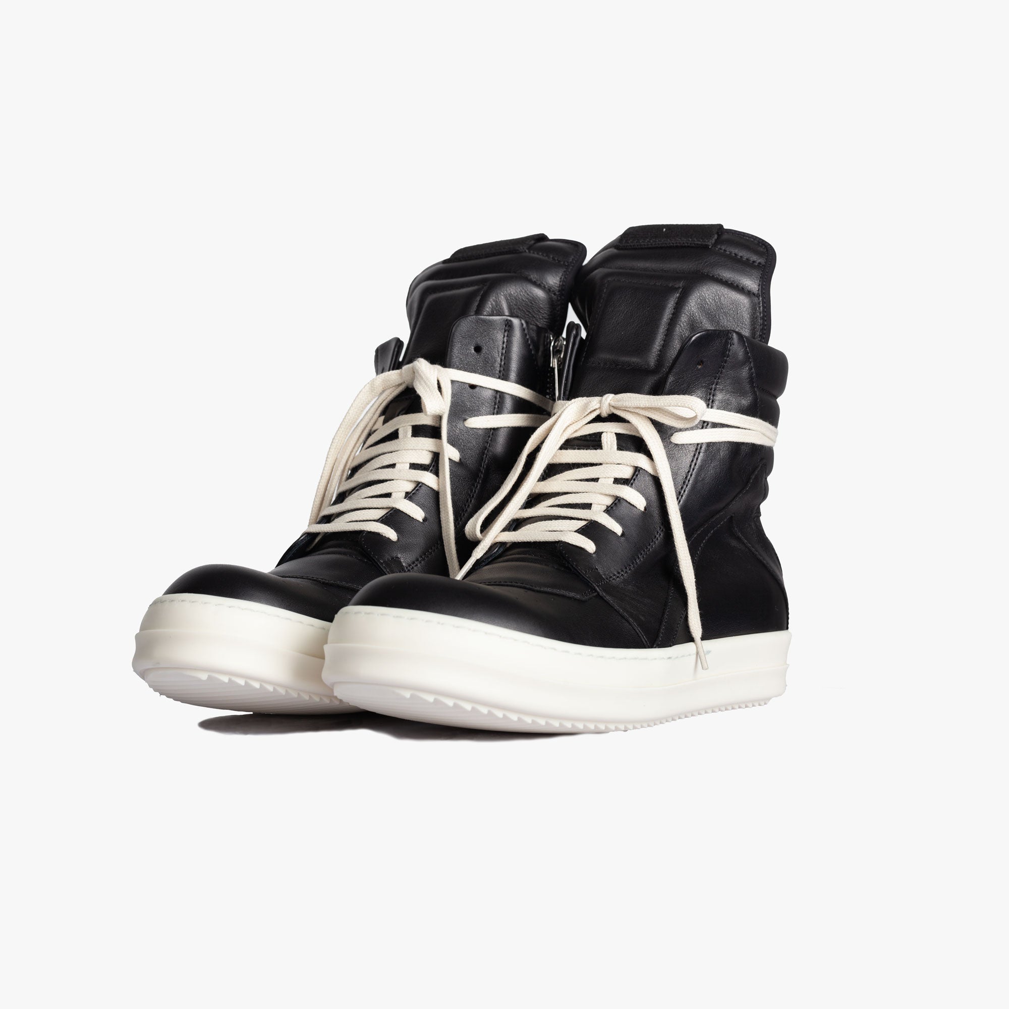 Rick Owens mainline - Phlegethon Geobasket High-Top Sneakers in Black/Milk