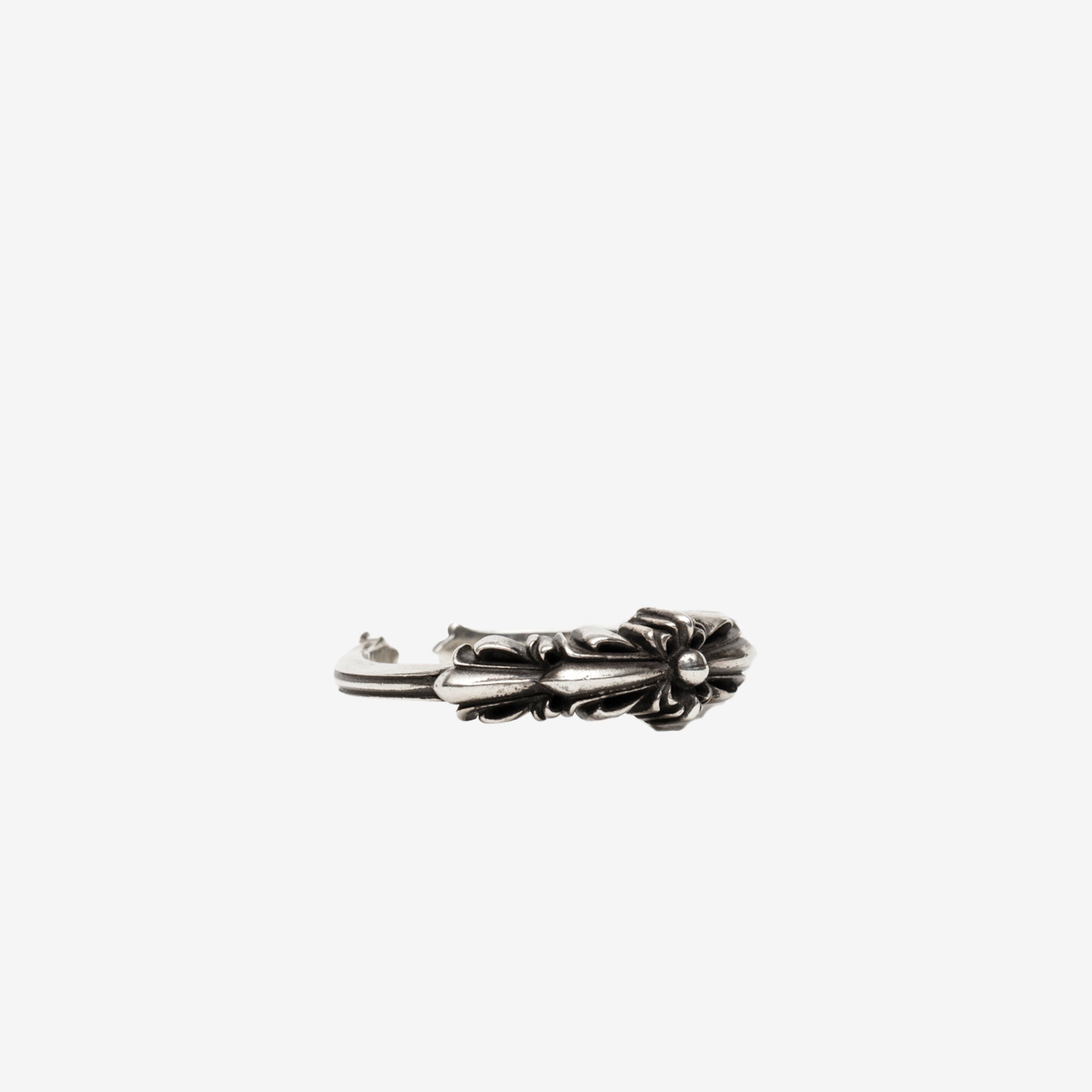 Chrome Hearts Double Floral Cross Silver Ring