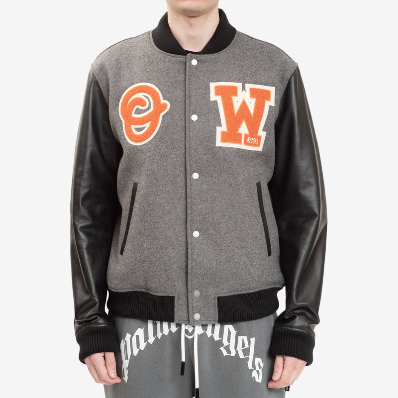 Off-White c/o Virgil Abloh - OW Patch Leather Sleeve Varsity Jacket