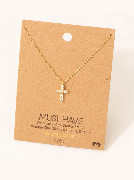 Lilafey - Rhinestone Cross Pendant Chained Necklace | YesStyle