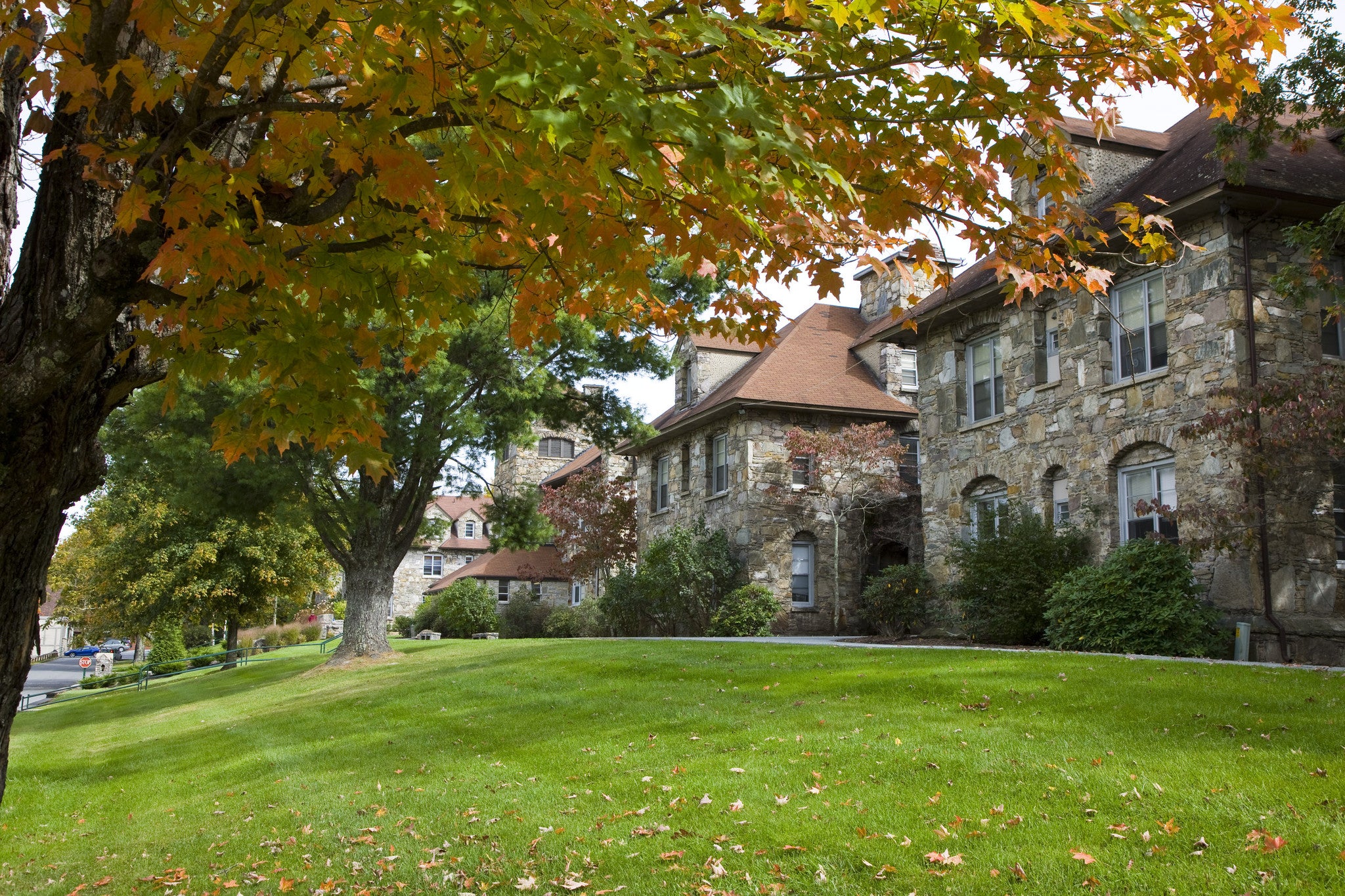 Lees-McRae College stone buildings in fall – Our Mountain Days, Joslin  Books and Photography