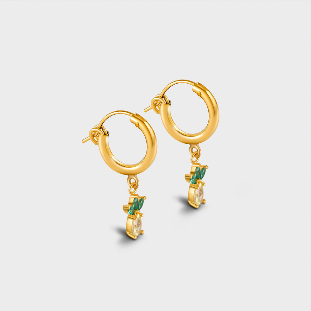 Pineapple Fruit CZ Hinged Hoops