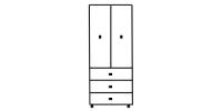 2 Door 3 Drawer Wardrobe