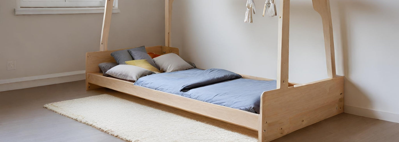 wooden floor bed