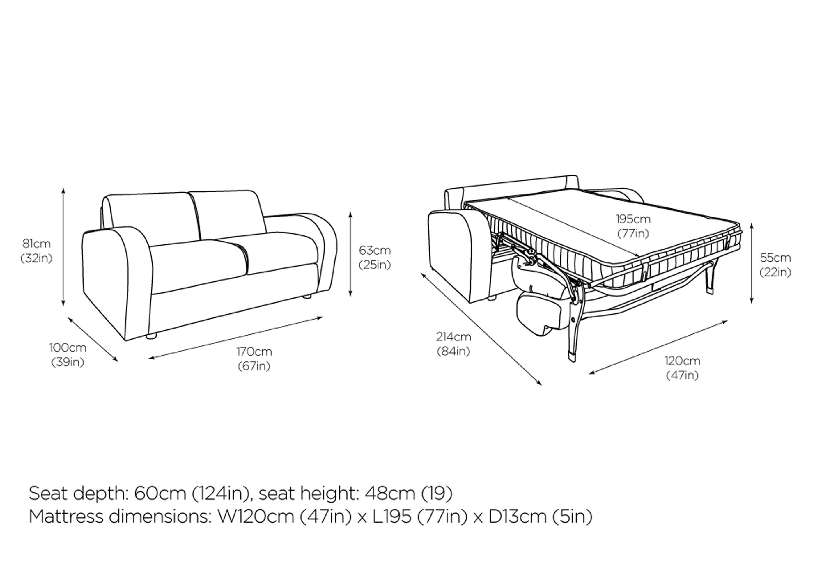 double sofa bed measurements