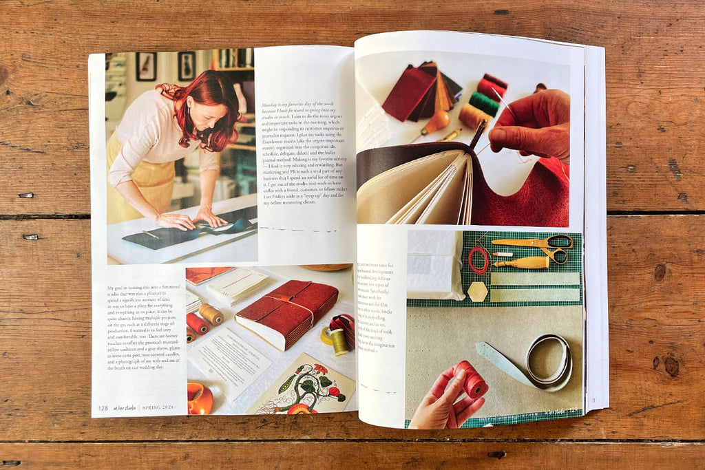 Bookbinder Susan Green of BOUND In Her Studio magazine spread
