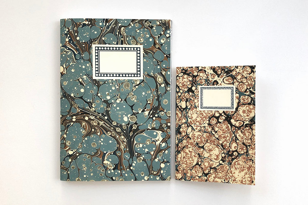 Blue Marbled Notebooks with labels - buy in the UK