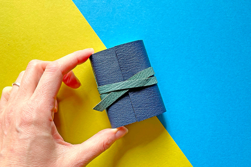 Mini Leather Journal: Father's Day stationery gift - a little notebook bound in Navy Blue