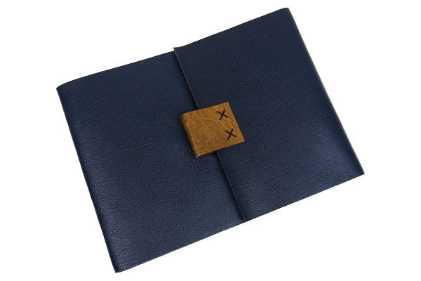 A4 Large Leather Sketchbook: Blue & Brown with cartridge paper - BOUND