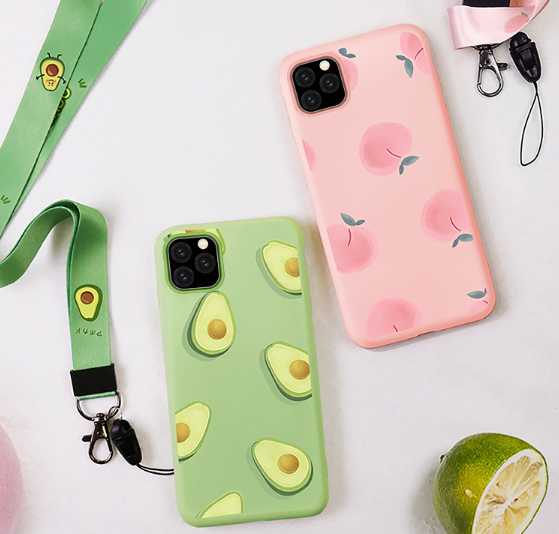 Cute Summer Fruit Silicone Lanyard Designer Iphone Case For Iphone