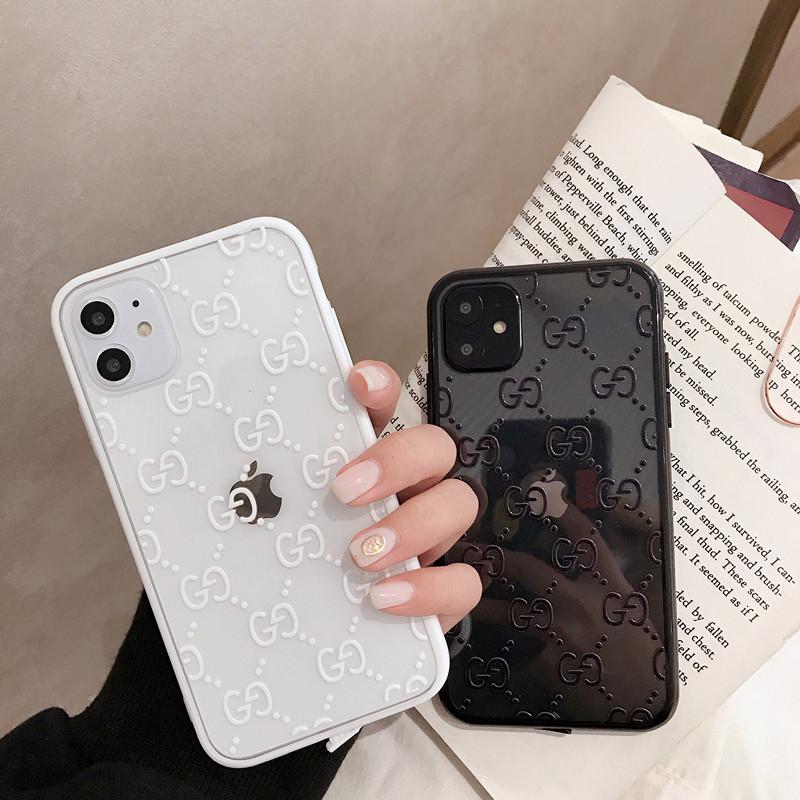 Gucci Style Classic Logo Tempered Glass Shockproof Protective Designer Iphone Case For Iphone 12 Se 11 Pro Max X Xs Max Xr 7 8 Plus Casememe