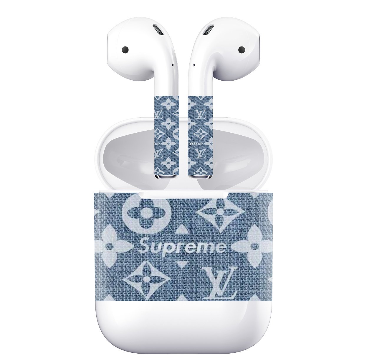 Supreme Luxury Style Jeans AirPods Skin Sticker Adhesive Protective Decal For Apple AirPods 1 ...