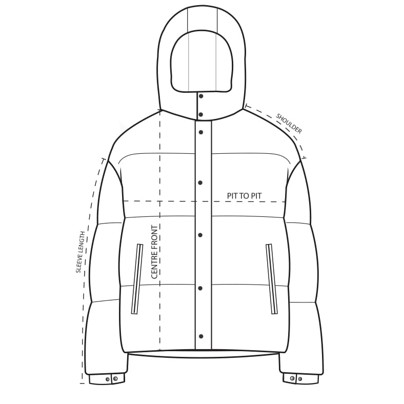 Size Chart - M01151 - 01 & 04 INITIAL HOODED PUFFER | REPRESENT CLO