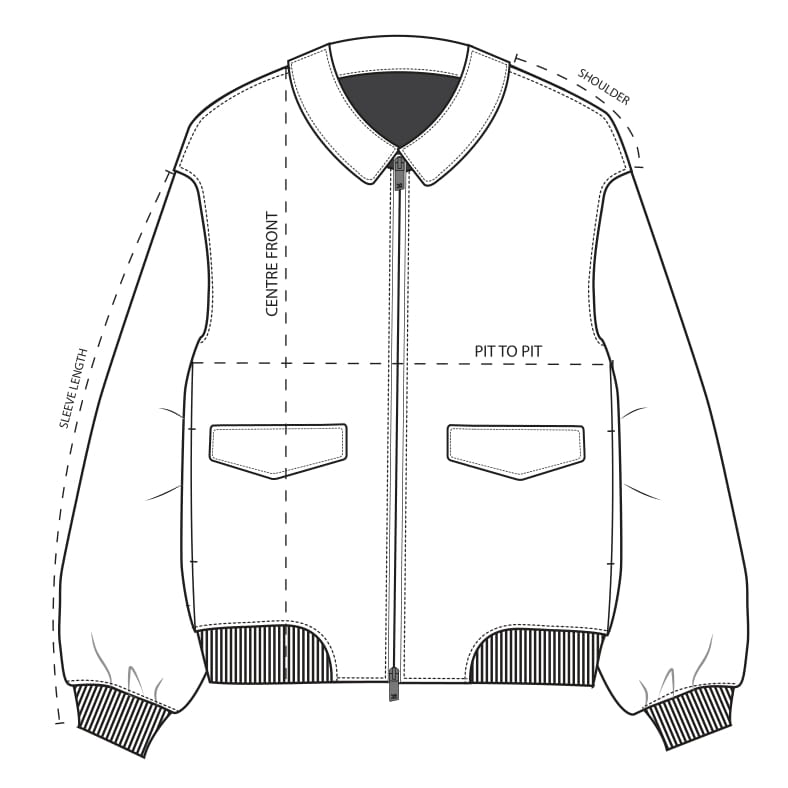 Size Chart - M01162 -01, 62 & 04 LEATHER FLIGHT JACKET | REPRESENT CLO