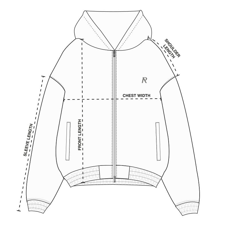 Size Chart - MJ1005 - Hooded Tracksuit Jacket | REPRESENT CLO