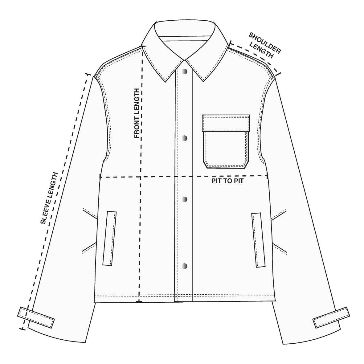 Size Chart - MS1002-01 - Heavy Nylon Smart Jacket | REPRESENT CLO
