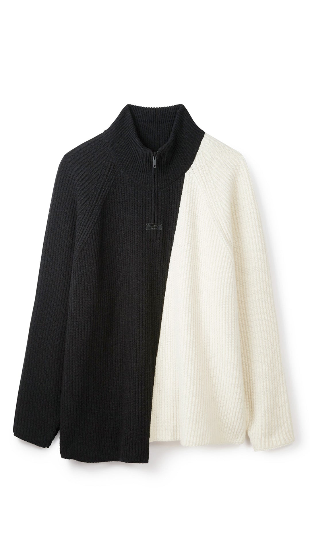 half black half white sweater